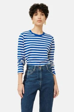 Jigsaw Gestreiftes, Langärmeliges T-Shirt Aus Genoppter Baumwolle, Blau 9 Jigsaw Gestreiftes, Langärmeliges T-Shirt Aus Genoppter Baumwolle, Blau -Next || RIVER ISLAND Verkaufsgeschäft D72 305s3