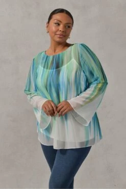 Live Unlimited Curve Chiffon-Trägertop Mit Abfallendem Saum, Blau
