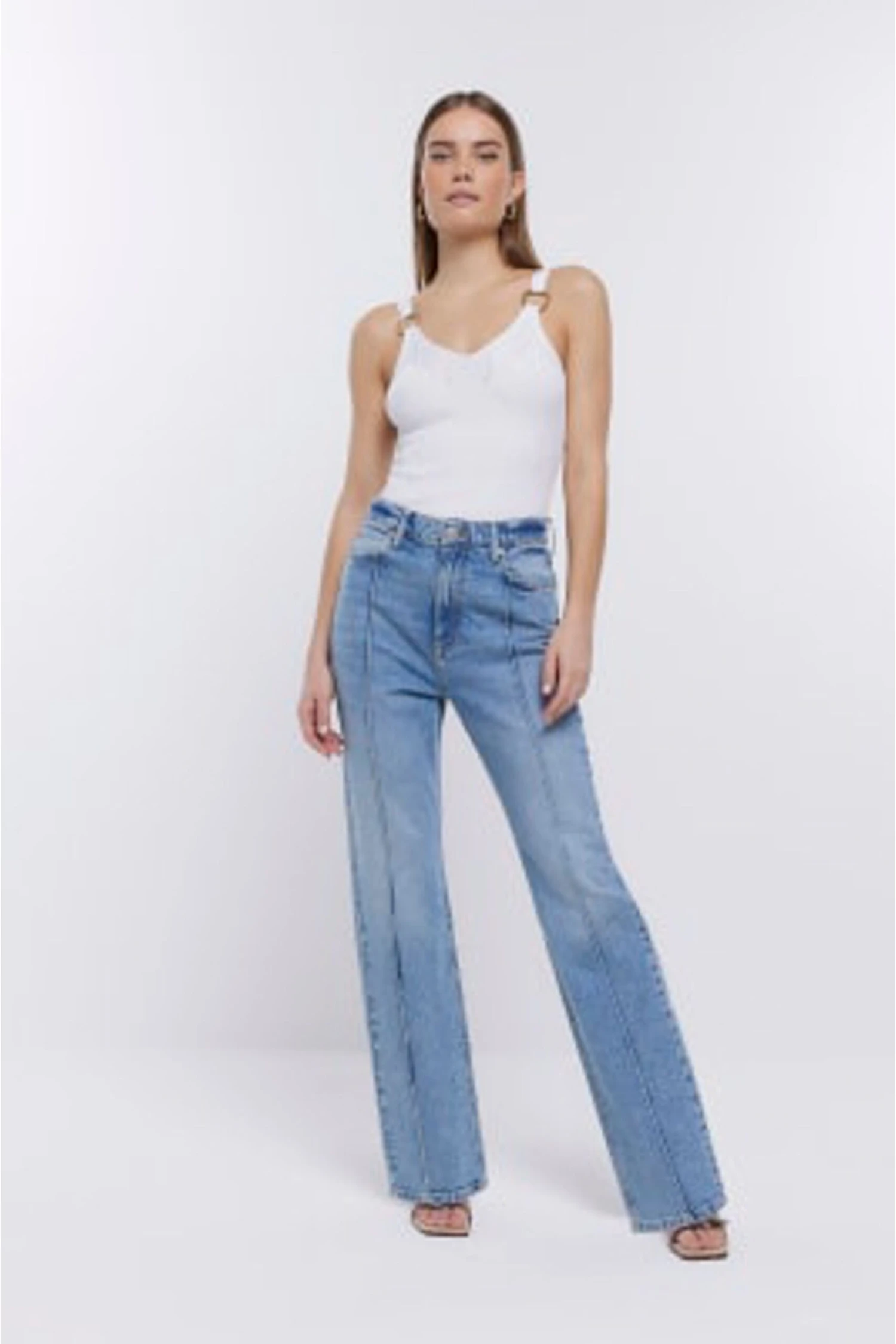 River Island Geripptes Trägertop Mit Metallelementen, Weiß 5 River Island Geripptes Trägertop Mit Metallelementen, Weiß – Bild 3