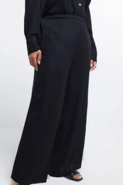 River Island Plus Leinenhose, Schwarz