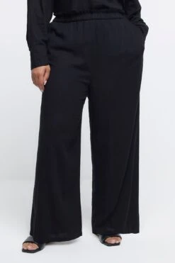 River Island Plus Leinenhose, Schwarz -Next || RIVER ISLAND Verkaufsgeschäft D84049s4