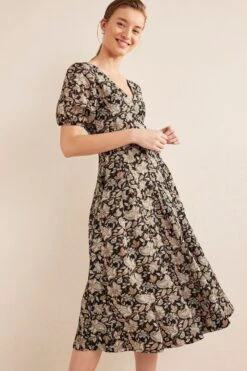 Boden Midikleid Aus Leinenmix Mit Bahnendesign