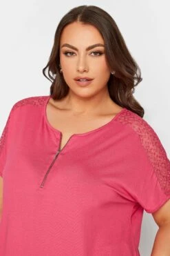 Yours Curve T-Shirt Mit Spitzenärmeln -Next || RIVER ISLAND Verkaufsgeschäft K14103s4