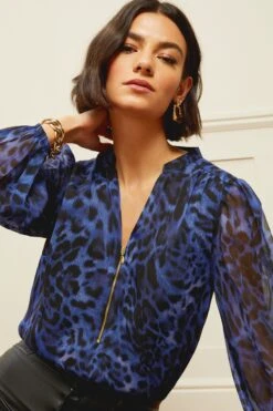 Love & Roses Bluse Mit Reißverschluss