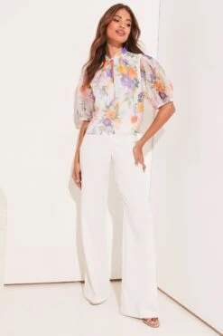 Lipsy Plissierte Bluse Aus Organza Mit Schlüssellochausschnitt -Next || RIVER ISLAND Verkaufsgeschäft K49077s3