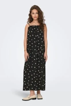 Only Gepunktetes Maxi-Trägerkleid Mit Gesmoktem Top