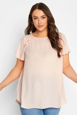 Yours Curve Top Mit Rüschenärmeln