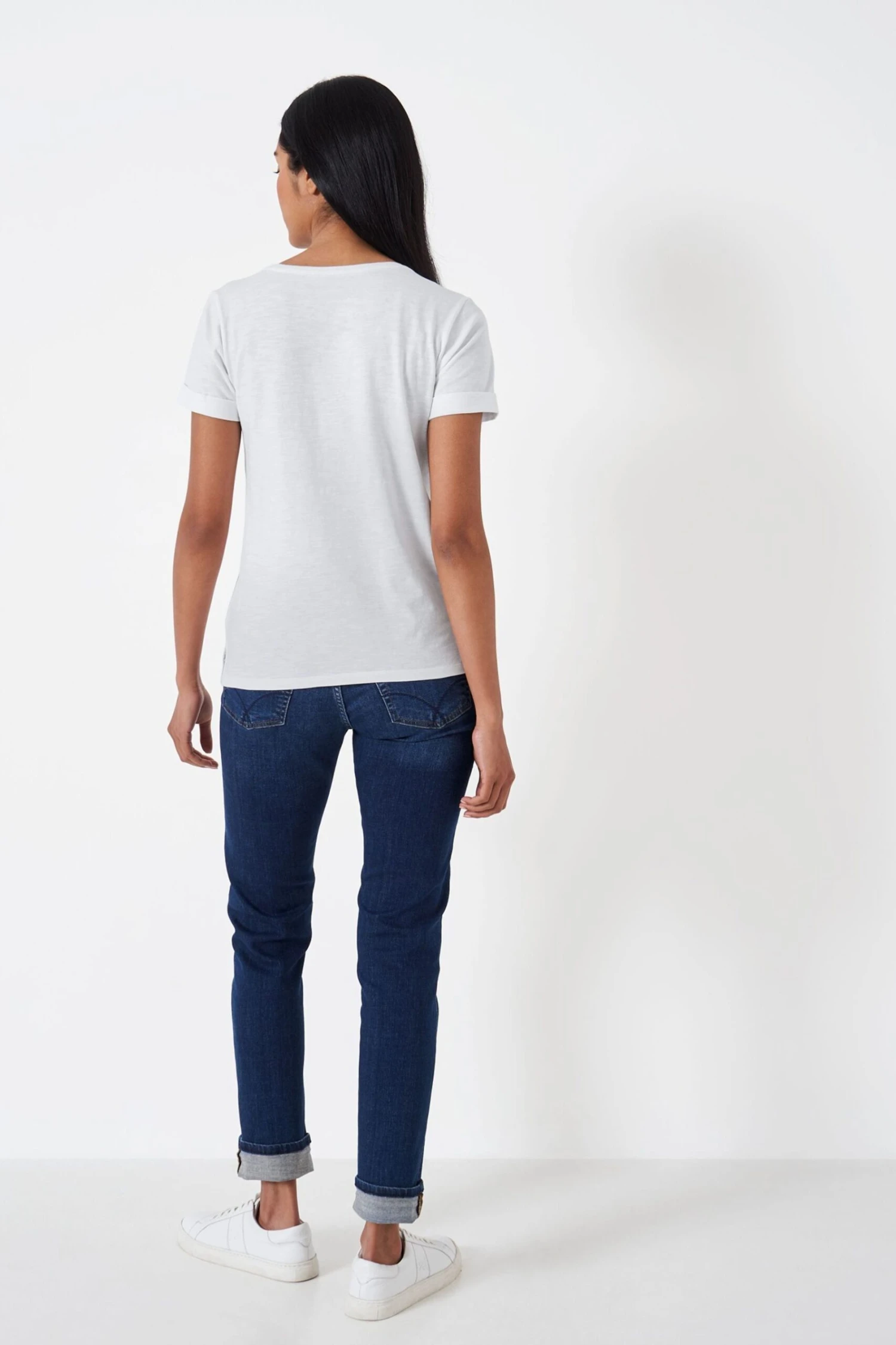 Crew Company Das Perfekte Rundhals-T-Shirt Aus Flammengarn, Weiß 4 Crew Company Das Perfekte Rundhals-T-Shirt Aus Flammengarn, Weiß – Bild 2