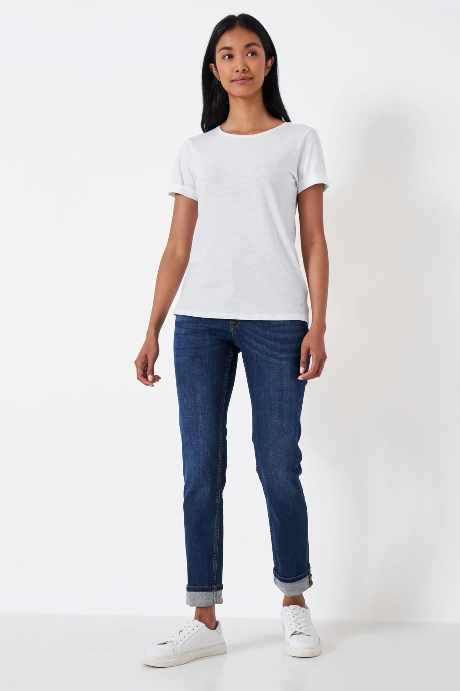 Crew Company Das Perfekte Rundhals-T-Shirt Aus Flammengarn, Weiß 5 Crew Company Das Perfekte Rundhals-T-Shirt Aus Flammengarn, Weiß – Bild 3