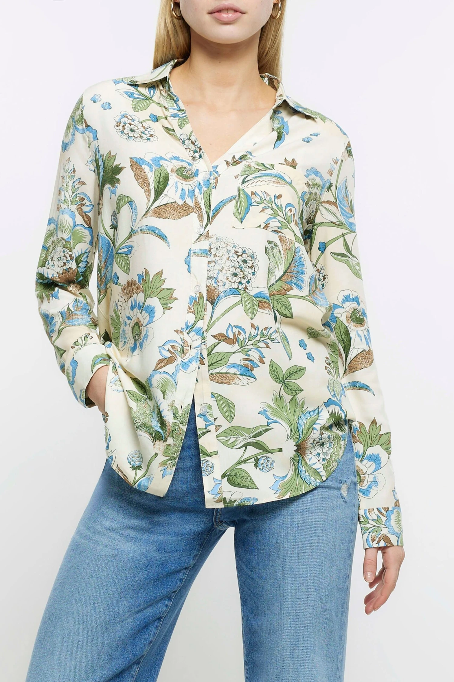 River Island Hemd Mit Floralem Print, Creme 3 River Island Hemd Mit Floralem Print, Creme