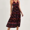 Monsoon Jersey-Sommerkleid Mit Geometrischem Print, Schwarz