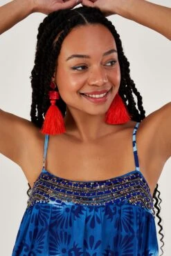 Monsoon Midi-Trägerkleid Mit Kachel-Batikprint, Blau -Next || RIVER ISLAND Verkaufsgeschäft N05031s3