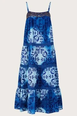Monsoon Midi-Trägerkleid Mit Kachel-Batikprint, Blau -Next || RIVER ISLAND Verkaufsgeschäft N05031s6
