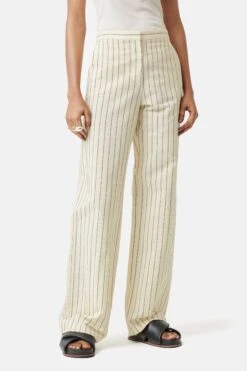 Jigsaw Italian Pinstripe White Trousers