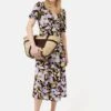 Jigsaw Pansy Krepp-Freizeitkleid Mit Grafik, Violett -Next || RIVER ISLAND Verkaufsgeschäft N41332s