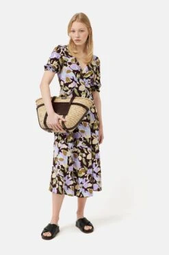 Jigsaw Pansy Krepp-Freizeitkleid Mit Grafik, Violett