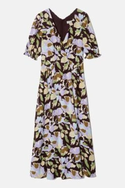 Jigsaw Pansy Krepp-Freizeitkleid Mit Grafik, Violett -Next || RIVER ISLAND Verkaufsgeschäft N41332s6