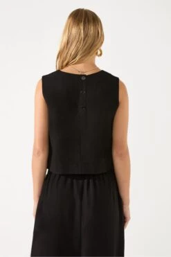 Ro&Zo Linen Blend Shell Black Top -Next || RIVER ISLAND Verkaufsgeschäft N45249s4