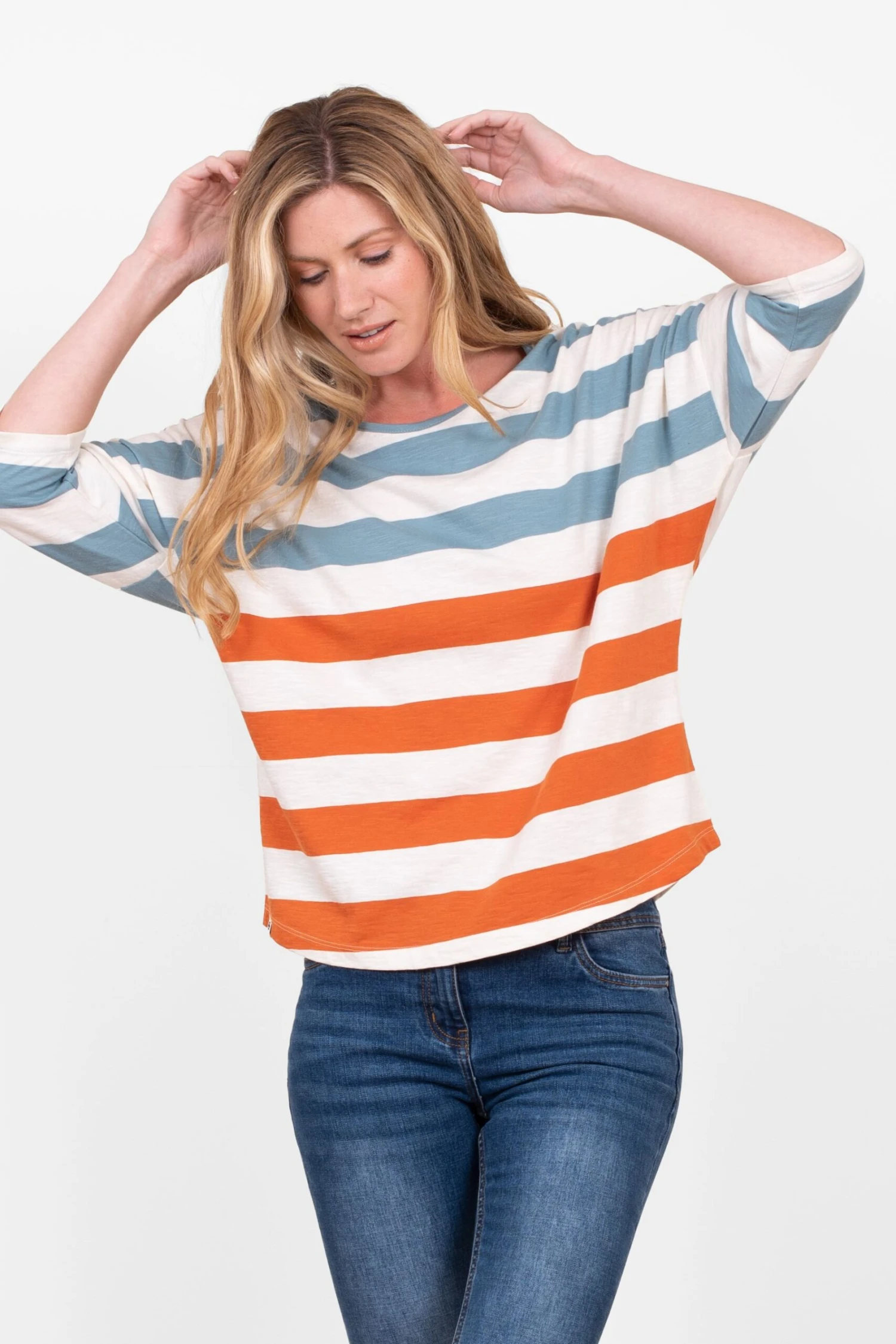 Brakeburn Gestreiftes T-Shirt Mit 3/4-Ärmeln 3 Brakeburn Gestreiftes T-Shirt Mit 3/4-Ärmeln