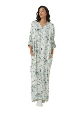 Leem Kaftan Mit Kapuze Und Abstraktem Netzprint