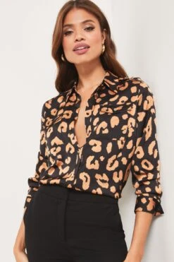 Lipsy Satin Button Up Shirt
