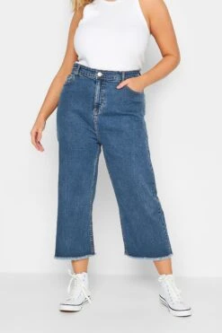 Yours Curve Cropped-Jeans Mit Weitem Bein