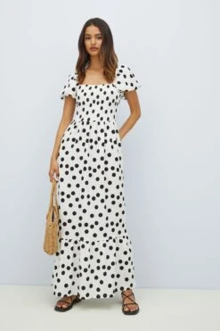 Friends Like These Puff Sleeve Square Neck Jersey Maxi Dress