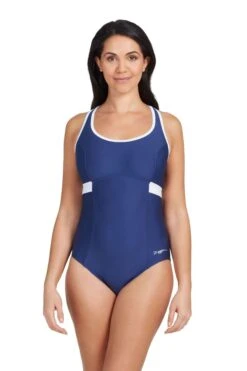 Zoggs Dakota Einteiliger Badeanzug Mit überkreuzten Rückenträgern, Blau