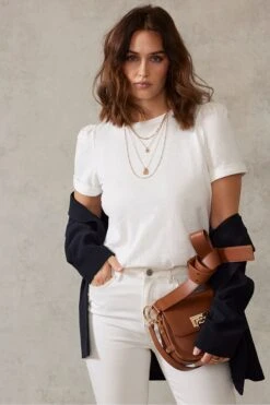 Mint Velvet T-Shirt Mit Puffärmeln