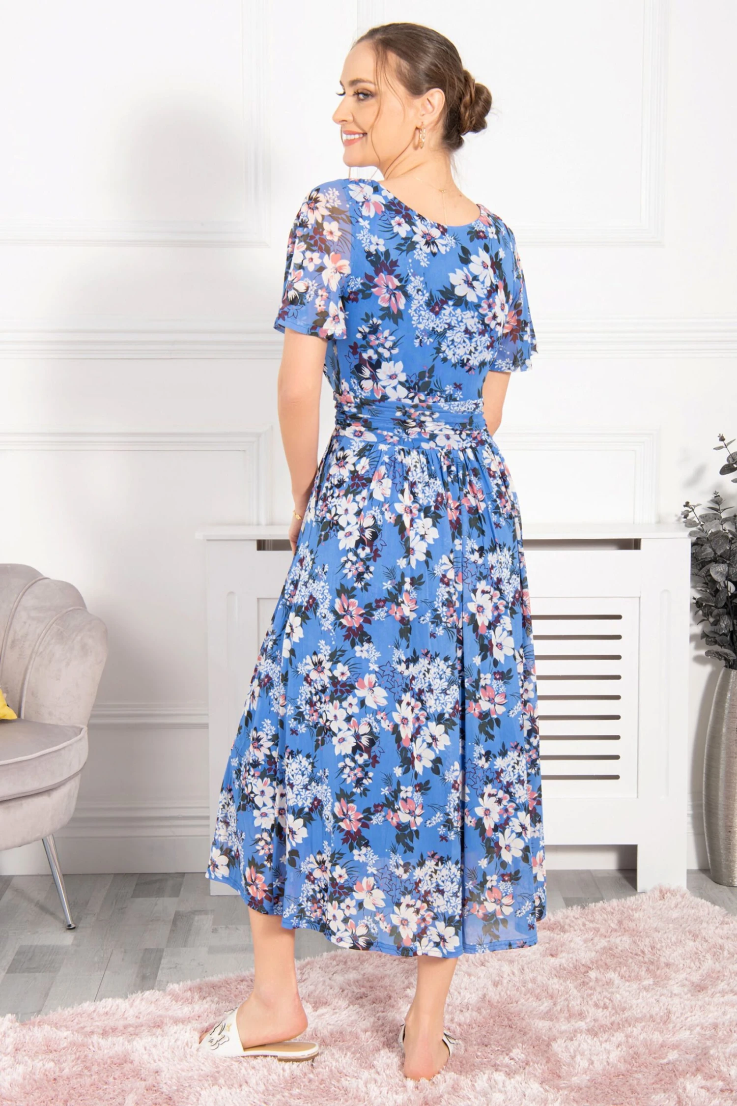 Jolie Moi Gianna Bedrucktes Maxikleid Aus Netzstoff, Blau 4 Jolie Moi Gianna Bedrucktes Maxikleid Aus Netzstoff, Blau – Bild 2