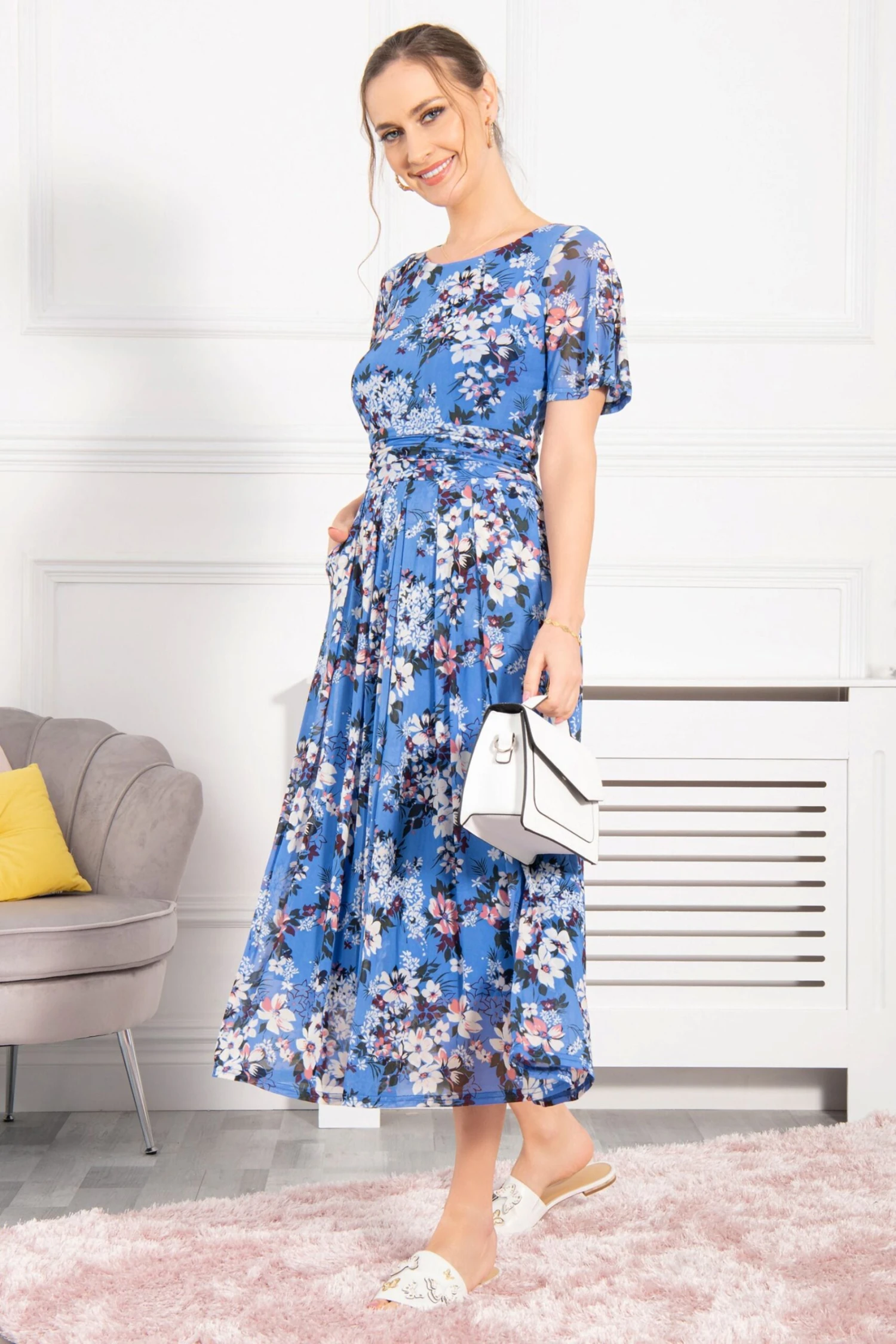 Jolie Moi Gianna Bedrucktes Maxikleid Aus Netzstoff, Blau 5 Jolie Moi Gianna Bedrucktes Maxikleid Aus Netzstoff, Blau – Bild 3