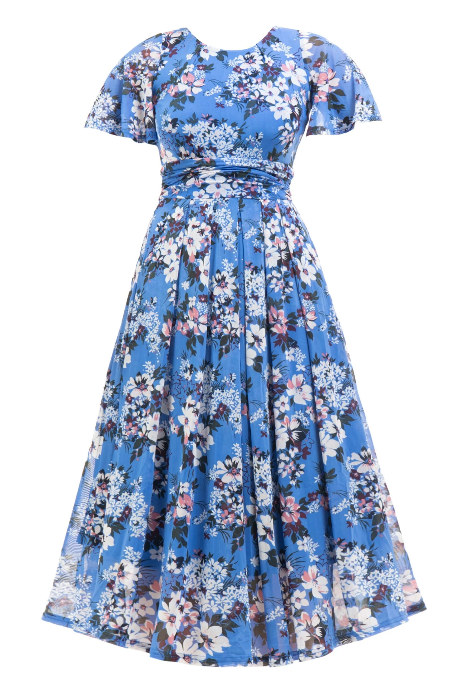 Jolie Moi Gianna Bedrucktes Maxikleid Aus Netzstoff, Blau 8 Jolie Moi Gianna Bedrucktes Maxikleid Aus Netzstoff, Blau – Bild 6