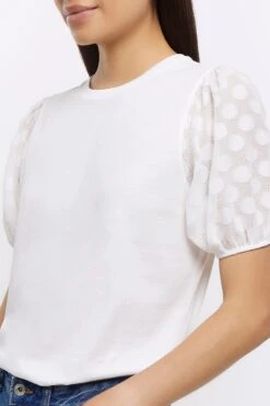 River Island Woven Sleeve White T-Shirt 8 River Island Woven Sleeve White T-Shirt -Next || RIVER ISLAND Verkaufsgeschäft U02355s3