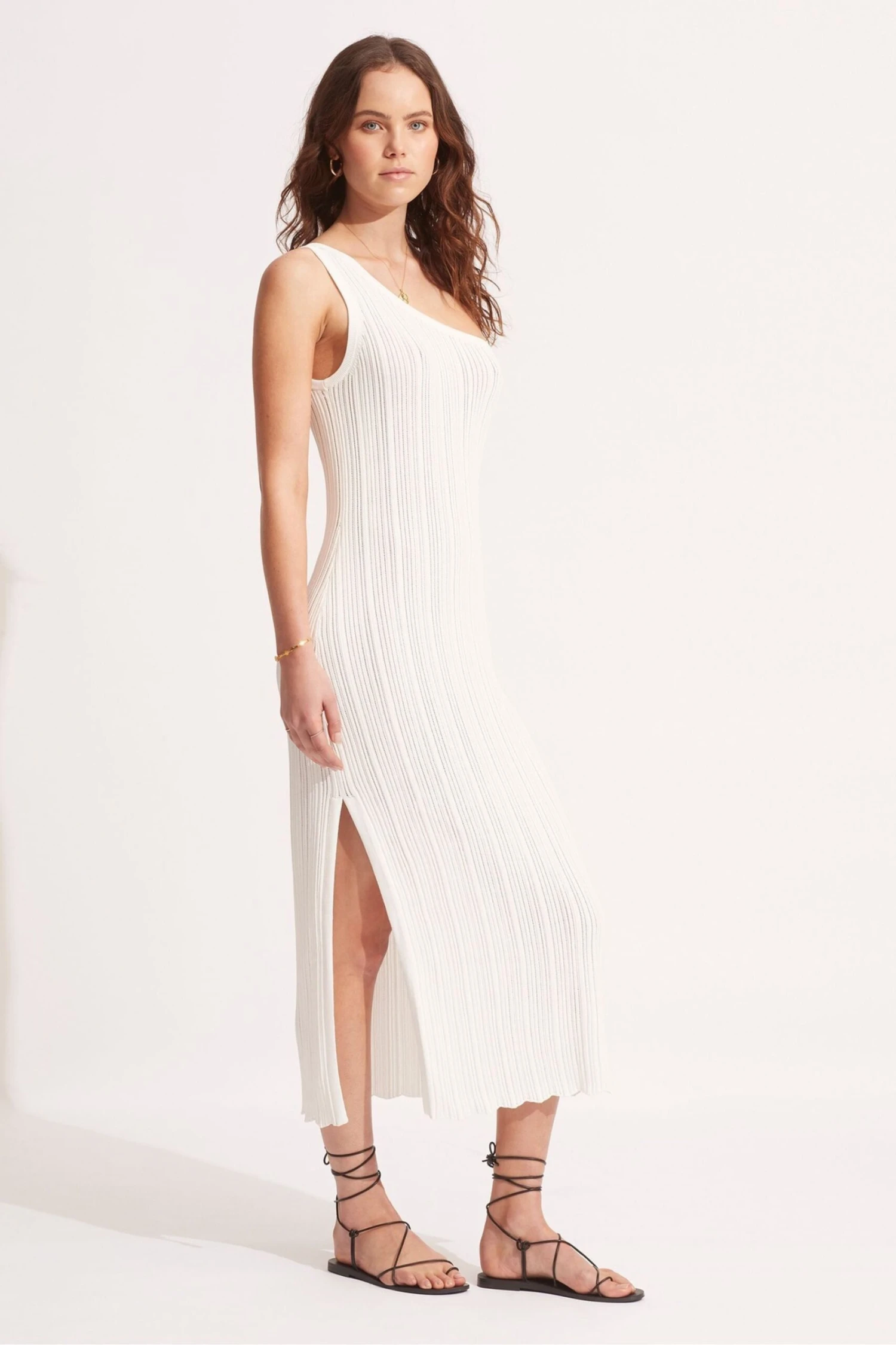 Seafolly One-Shoulder-Midikleid In Häkeloptik, Weiss 5 Seafolly One-Shoulder-Midikleid In Häkeloptik, Weiss – Bild 3