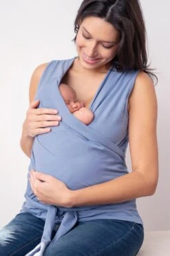 Seraphine Skin-To-Skin-Top Aus Baumwolle, Schieferblau