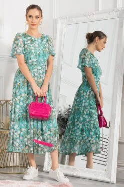 Jolie Moi Gianna Maxikleid Aus Bedrucktem Netzstoff, Grün -Next || RIVER ISLAND Verkaufsgeschäft U48830s5