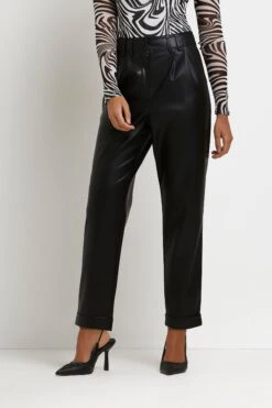 River Island PU-Karottenhose Mit Hohem Bund, Schwarz