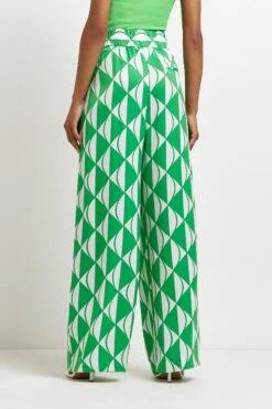 River Island Plissierte Hose Mit Geo-Print Und Weitem Bein, Grün -Next || RIVER ISLAND Verkaufsgeschäft U84951s3