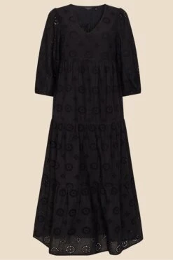 Accessorize Schiffli Midikleid, Schwarz