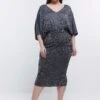 River Island Plus Midikleid Mit Fledermausärmeln, Anthrazitgrau -Next || RIVER ISLAND Verkaufsgeschäft U96079s